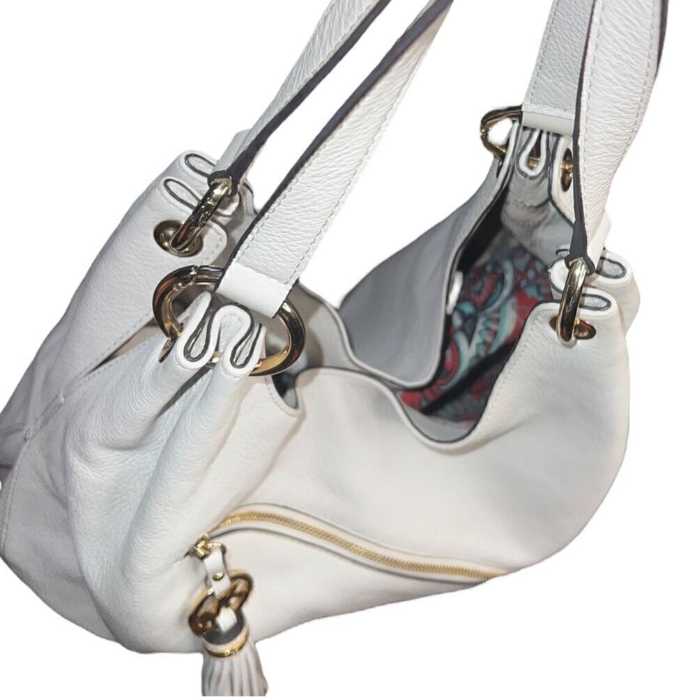 NWOT ▶️ Michael Kors ◀️ Charm Tassel Large Double Strap Shoulder Tote Vanilla - Picture 9 of 11